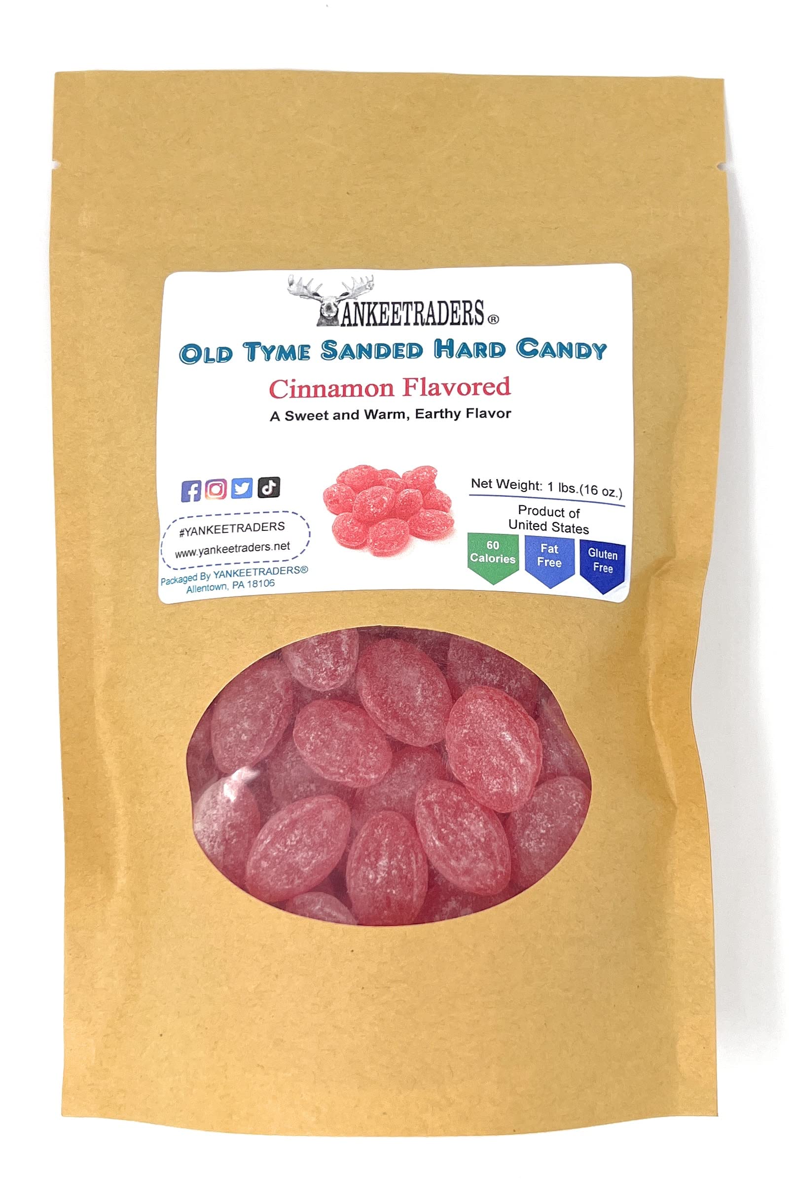 YANKEETRADERS Old Tyme Cinnamon sanded drops in a 1 lb bag, ideal for gifting