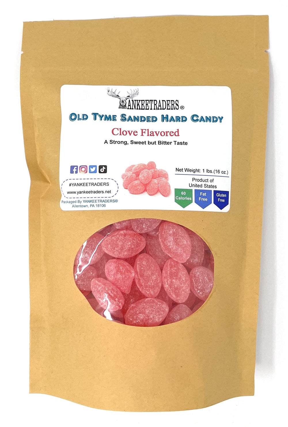Yankee Traders Old Tyme Sanded Clove Candy drops in a bowl, shareable nostalgia