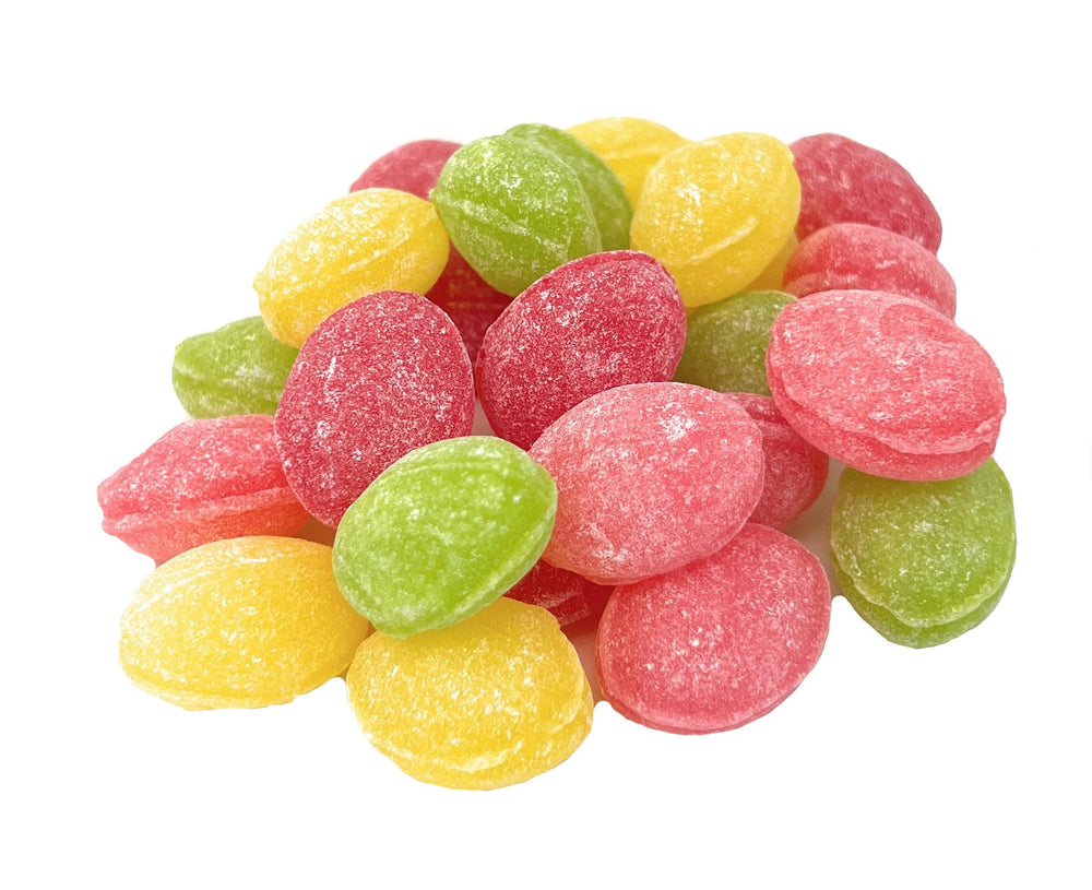 YANKEETRADERS assorted fruit hard sanded candy drops bag front showing bulk value, great for parties.