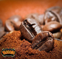 Yaucono ground coffee beans close-up highlighting premium grind.
