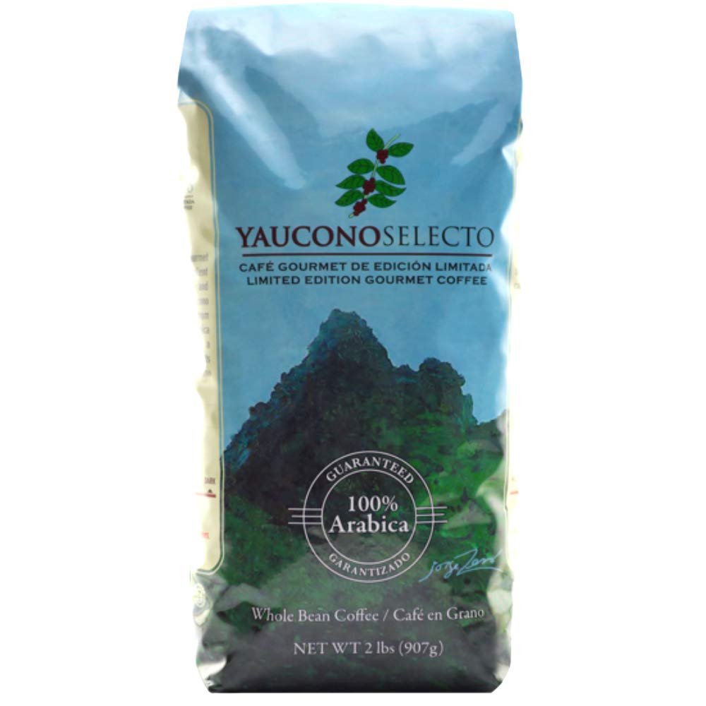 Yaucono Selecto 2lb bag front view showing premium whole bean coffee ready for grinding.