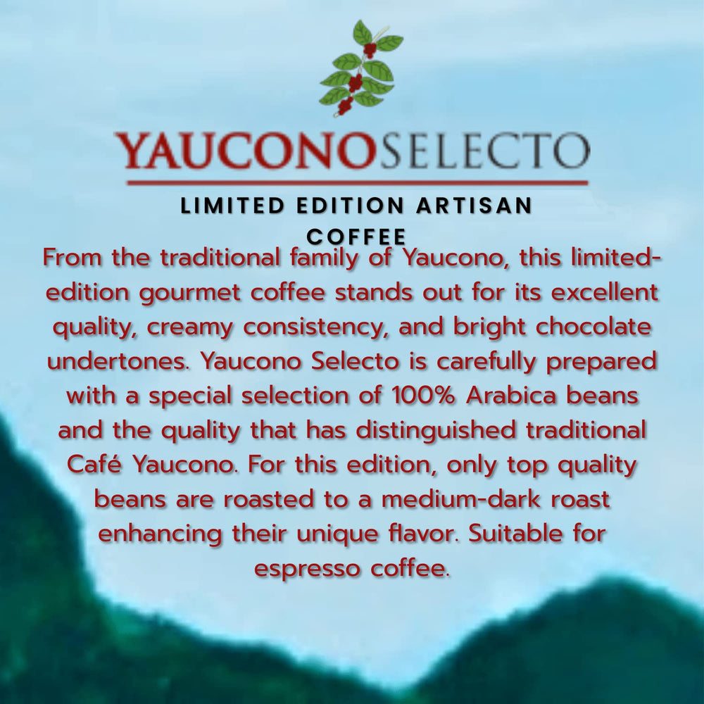Yaucono Selecto packaging on shelf, premium Puerto Rico coffee presence.