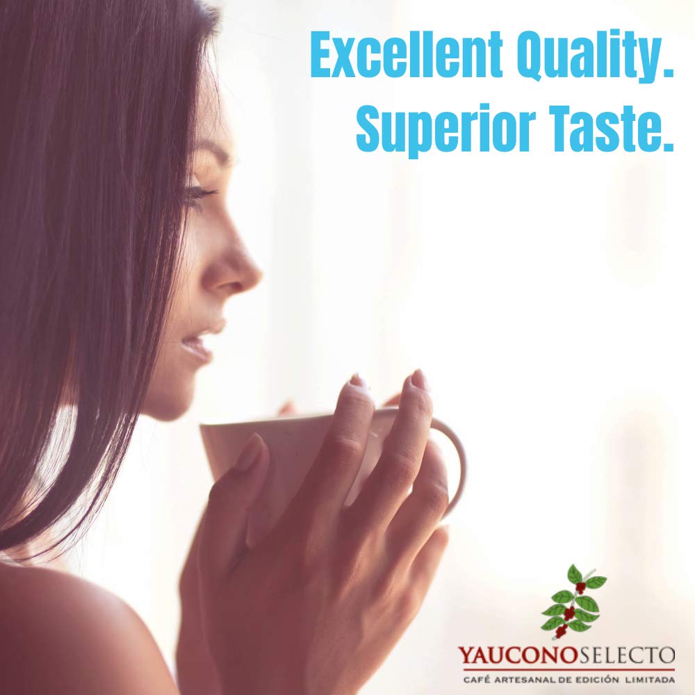 Yaucono Selecto steam rising over a cup, suggesting balanced aroma.