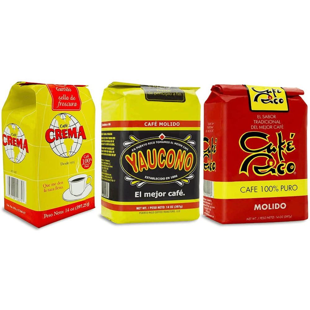Yaucono trio coffee pack front view, ideal for tasting and gifting.