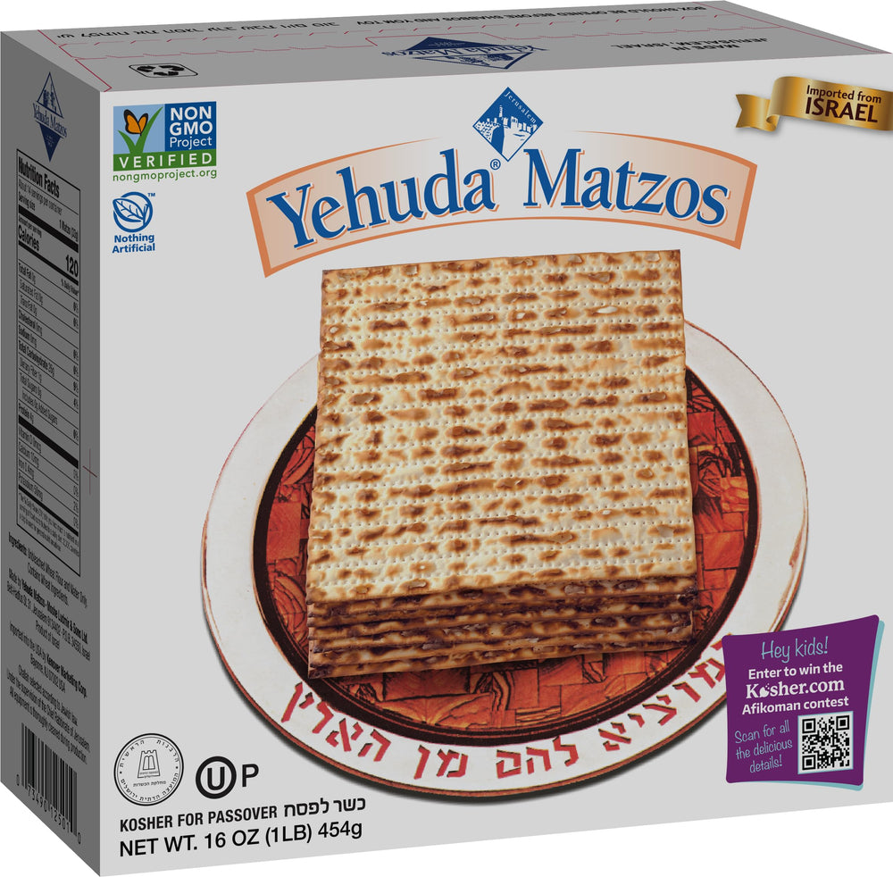 Yehuda Passover Matzos crisp slices invite versatile toppings and snacking.