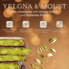 Handcrafted bite of Yelgna & Moust Dubai chocolate bar
