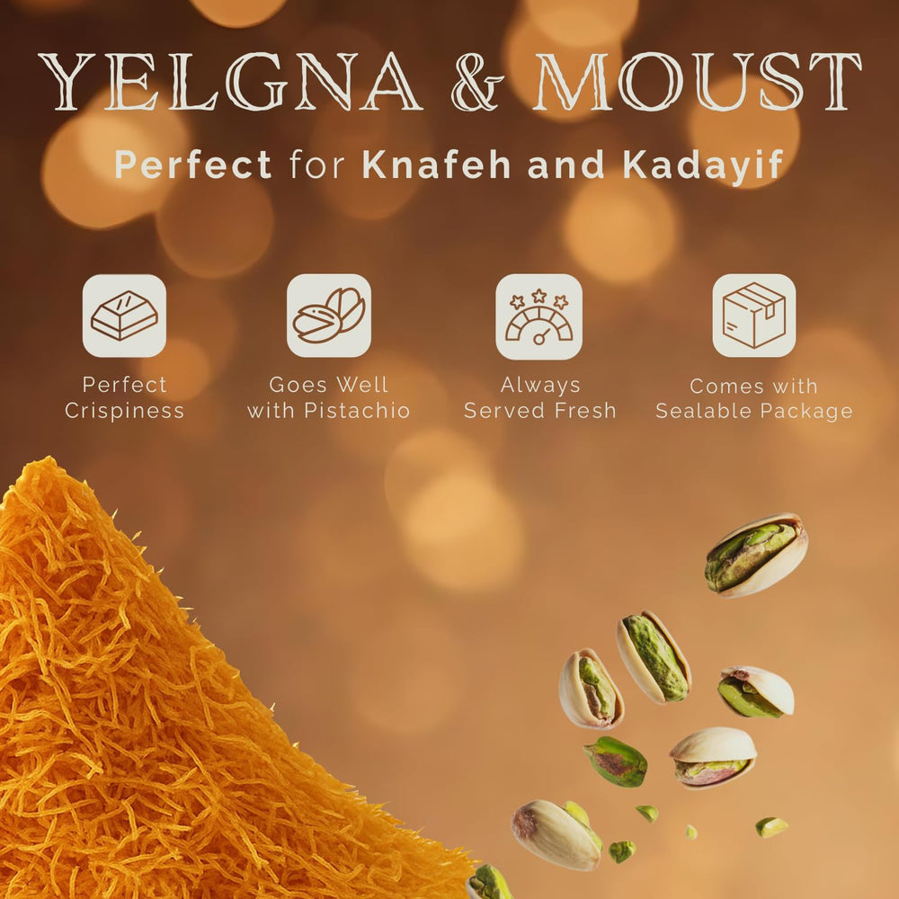Yelgna & Moust handcrafted kataifi dough offers authentic Mediterranean results.