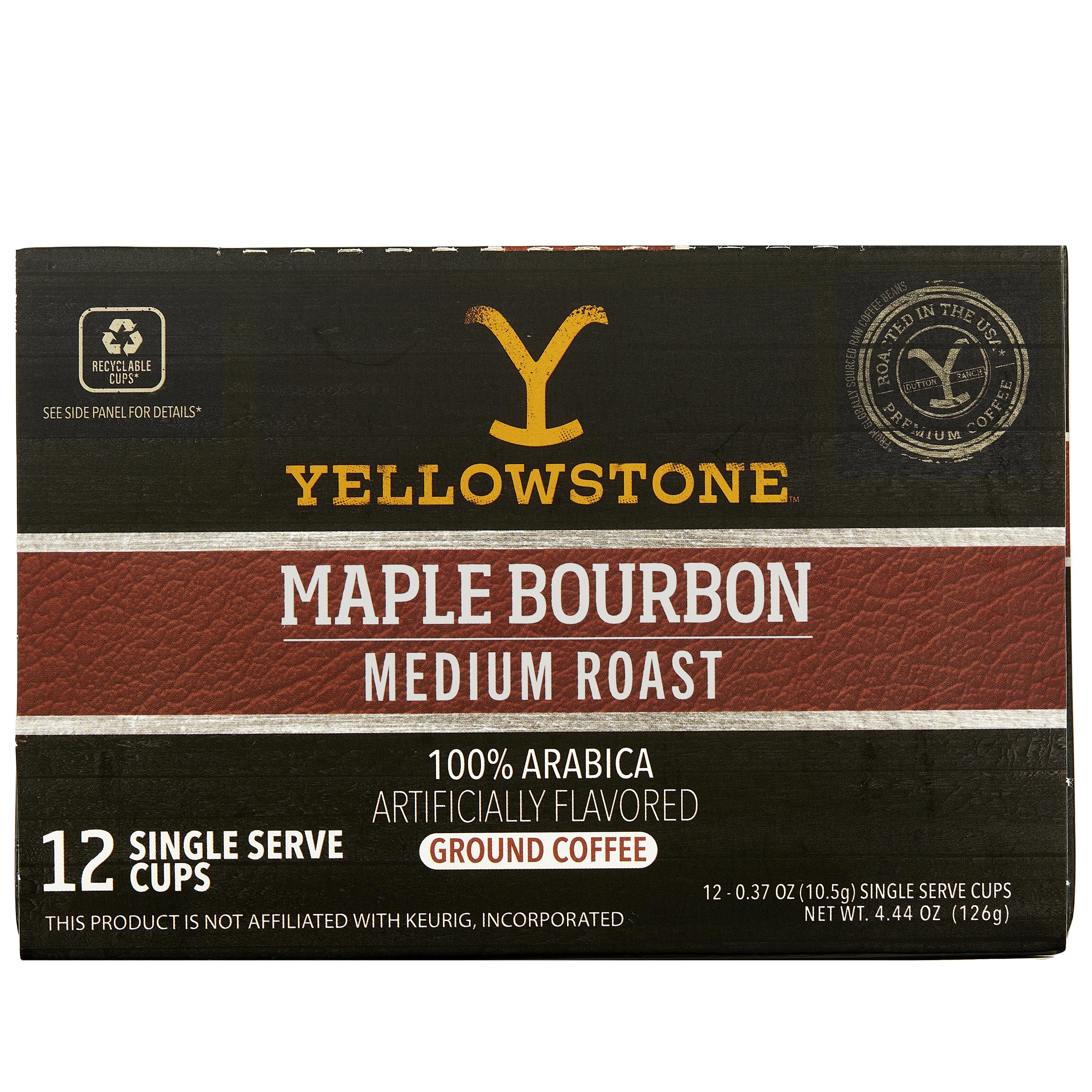 Yellowstone maple-bourbon medium roast pods ready for a flavorful morning brew.