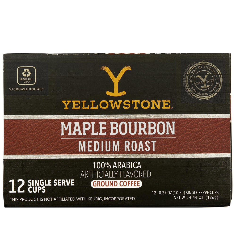 Yellowstone maple-bourbon medium roast pods ready for a flavorful morning brew.