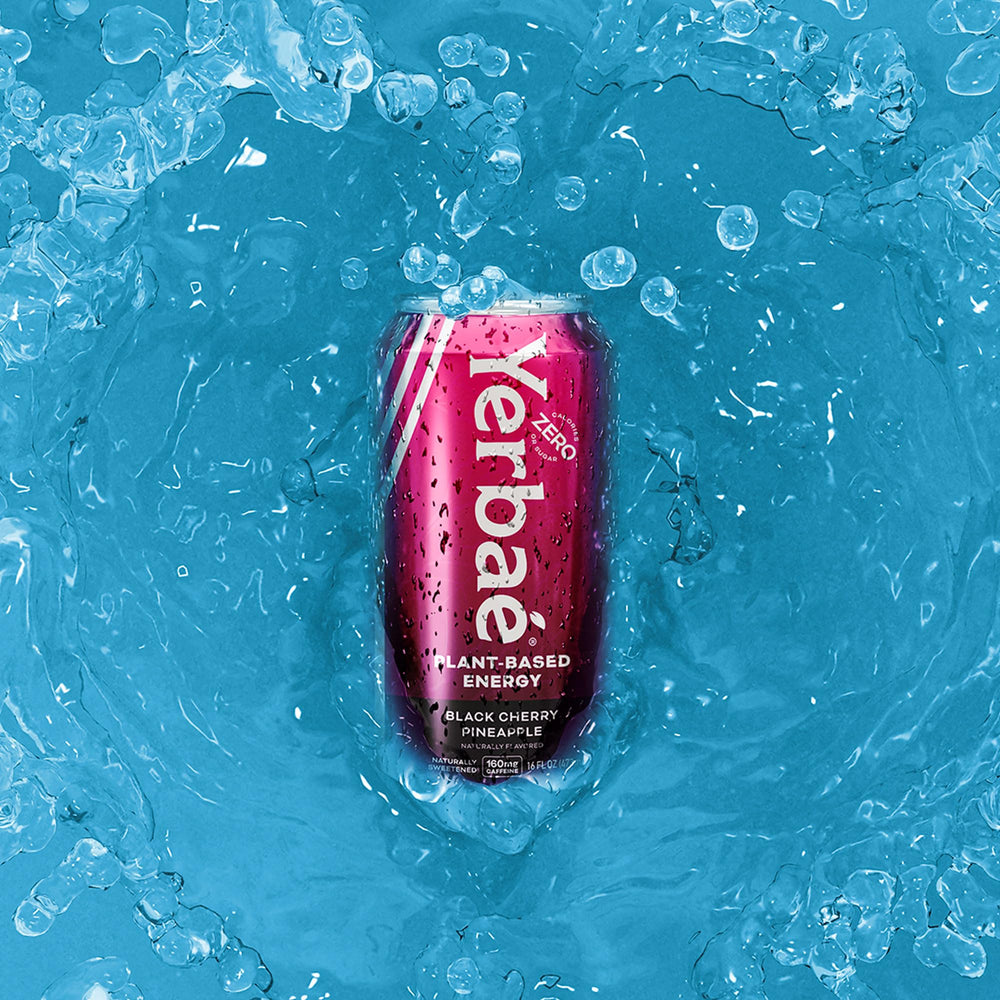 YERBAÉ 12-pack display suggesting convenient plant-based energy for on-the-go moments.