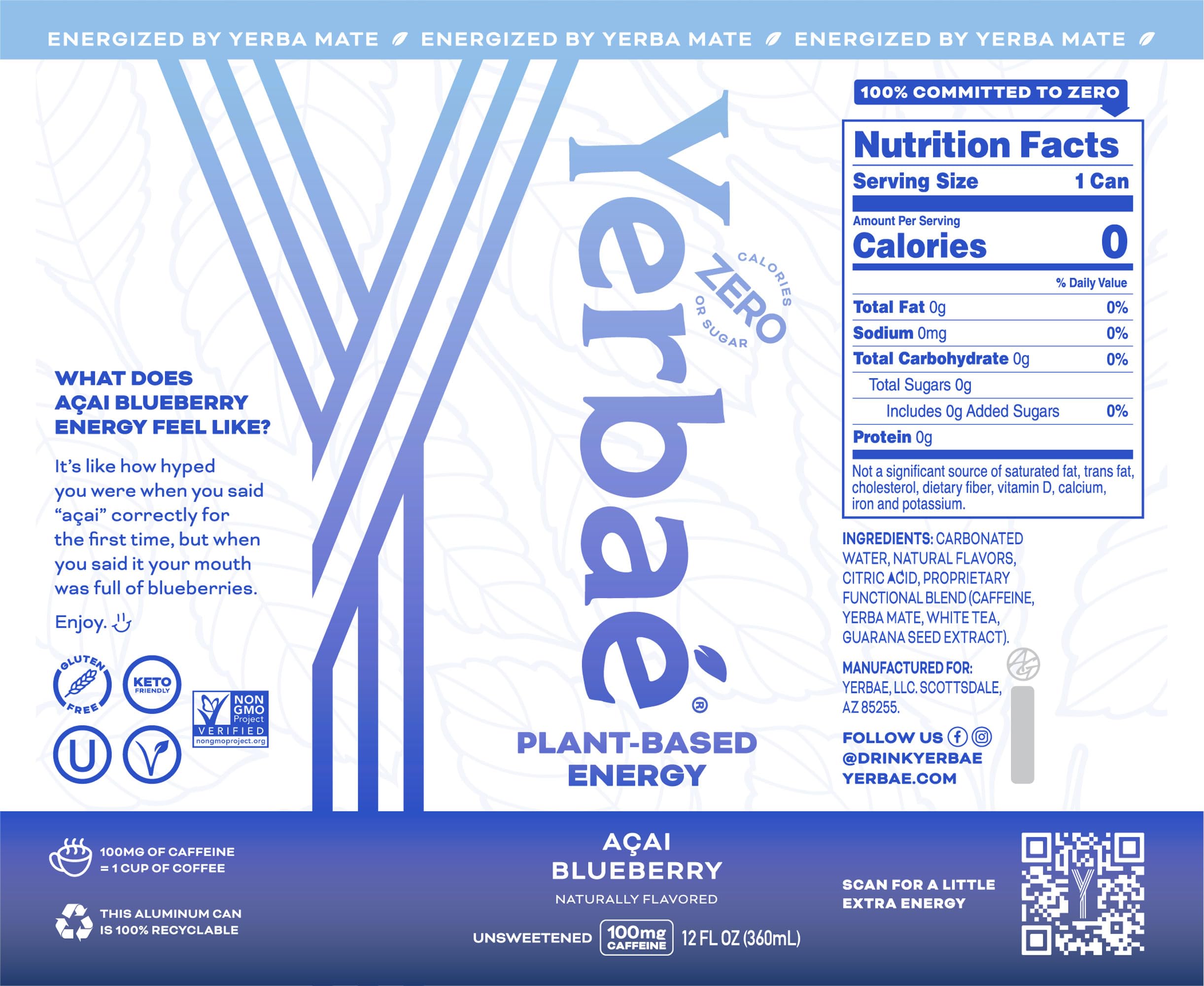 Yerbae Acai Blueberry can delivers bold flavor with zero sugar.