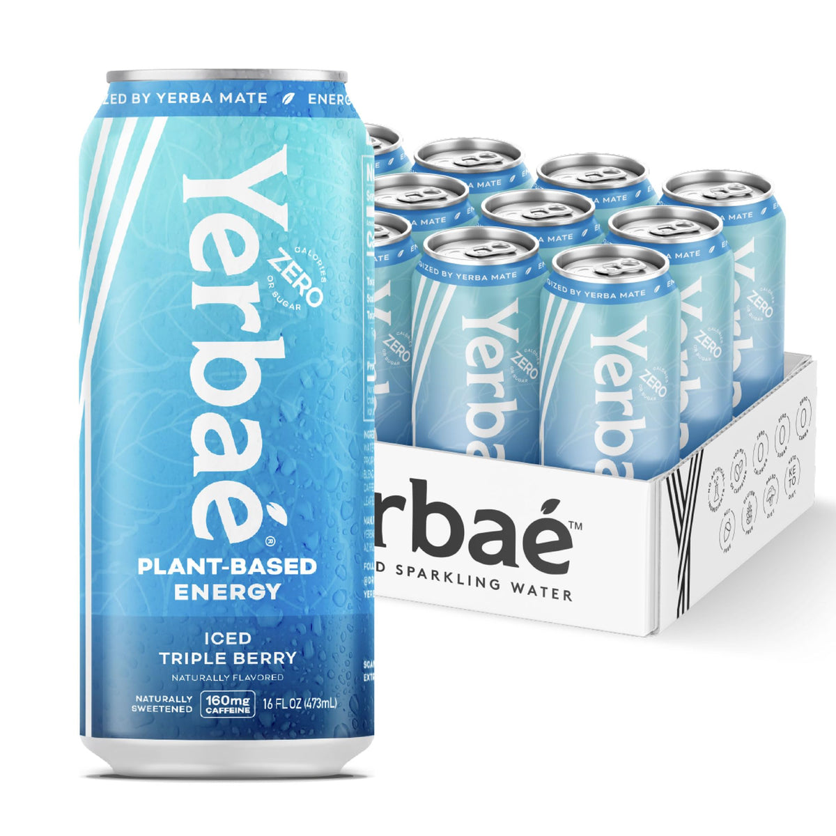 Yerbae Energy bottle pour displaying refreshing plant-based energy on demand.
