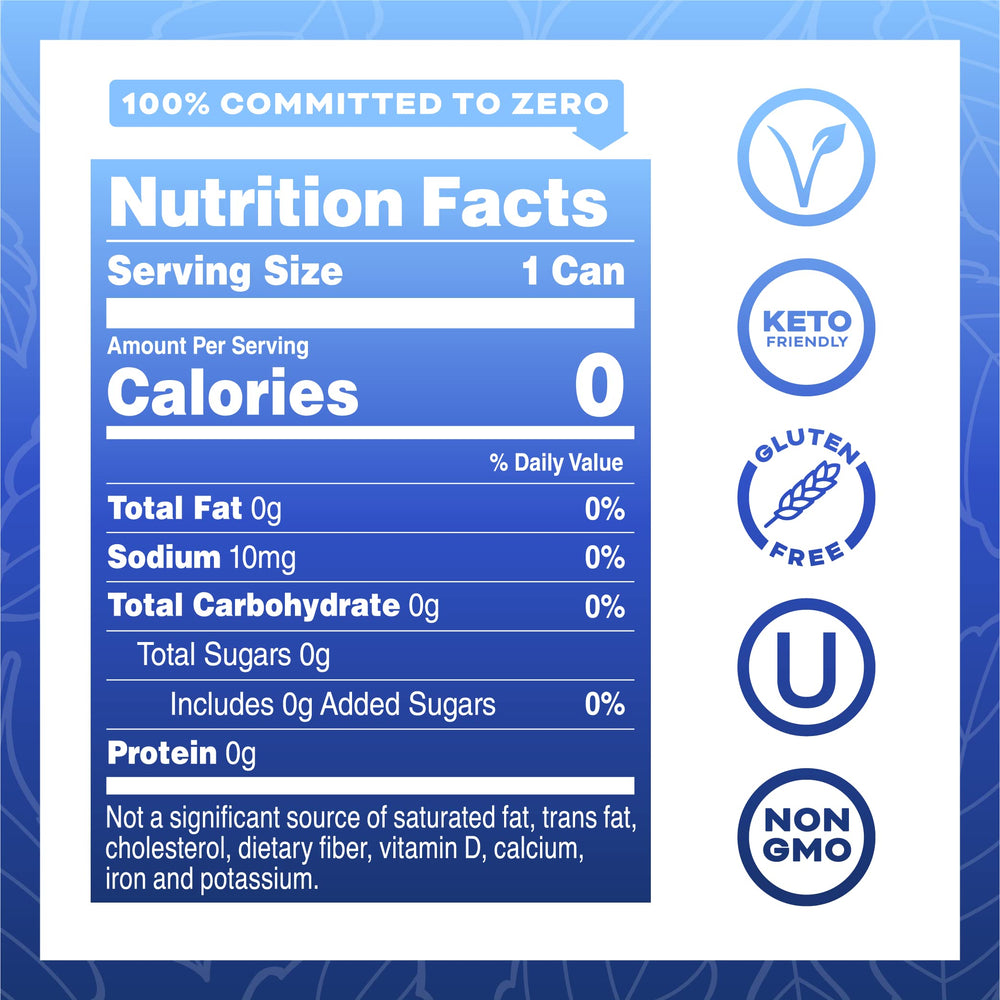 Yerbaé Energy Seltzer Acai Blueberry label highlights zero sugar and clean energy