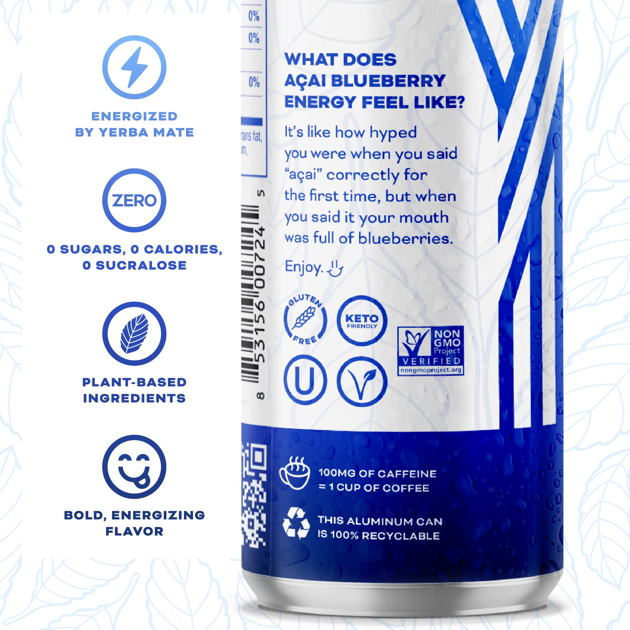Pour of sparkling Yerbaé Seltzer with bubbles for a crisp, caffeinated sip