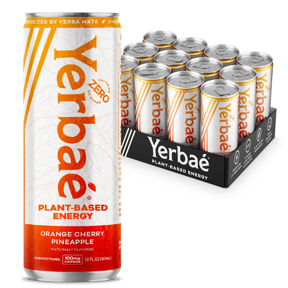 Yerbaé Energy Seltzer can in Orange Cherry Pineapple flavor for zero sugar refreshment.