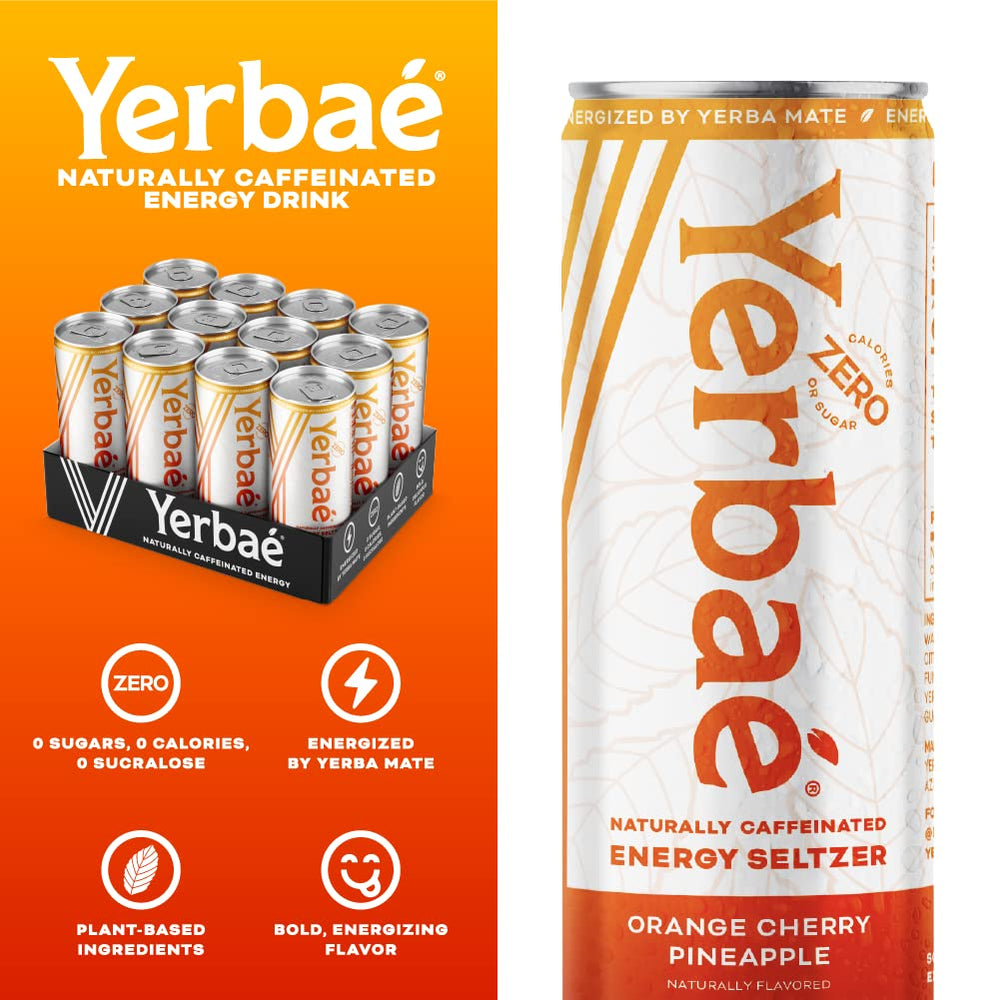 12-pack of Yerbaé Energy Seltzer cans ready for stocking.