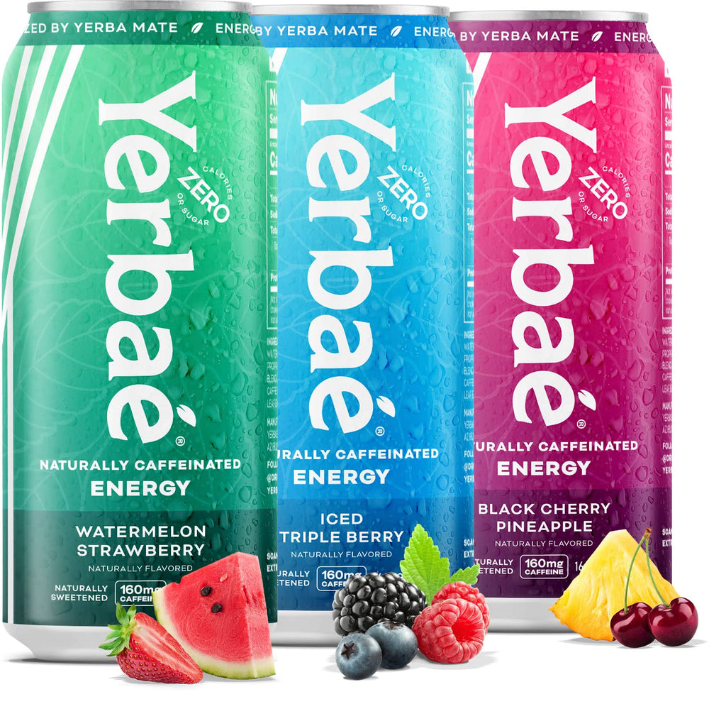Yerbaé Energy Watermelon Strawberry can for sugar-free refreshment during active days.