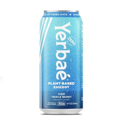 Yerbae iced triple berry glass serve for refreshing zero-calorie boost.