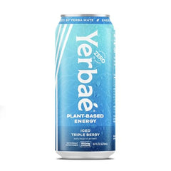 Yerbae iced triple berry glass serve for refreshing zero-calorie boost.
