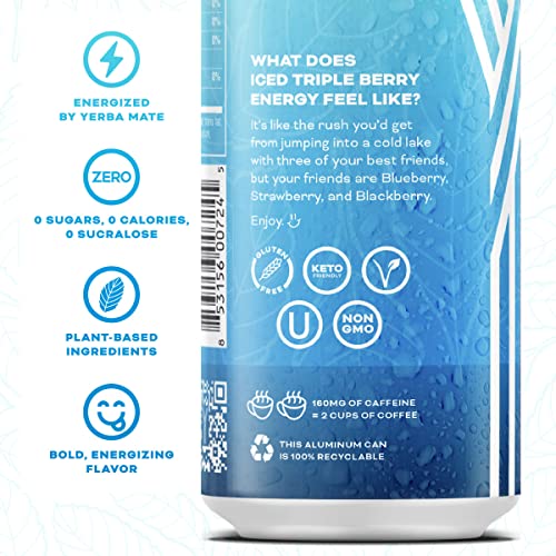 Yerbae label closeup triple berry reveals clean ingredients.