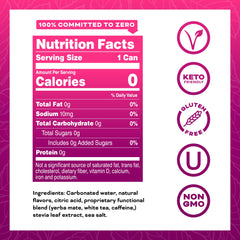 YERBAÉ sugar-free label image emphasizing 0 calories and vegan ingredients for healthier energy.