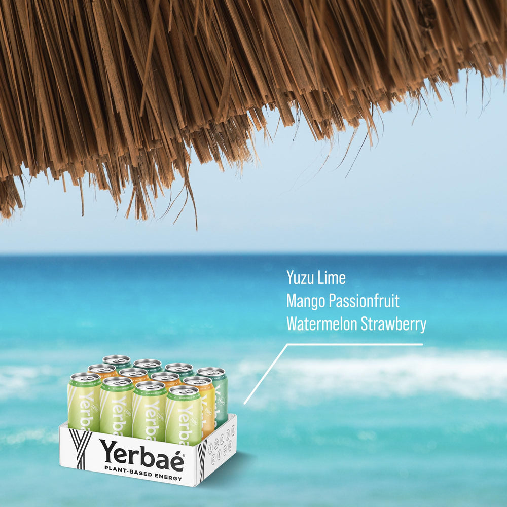 Yerbaé zero sugar label close-up—transparent sugar-free energy choice.