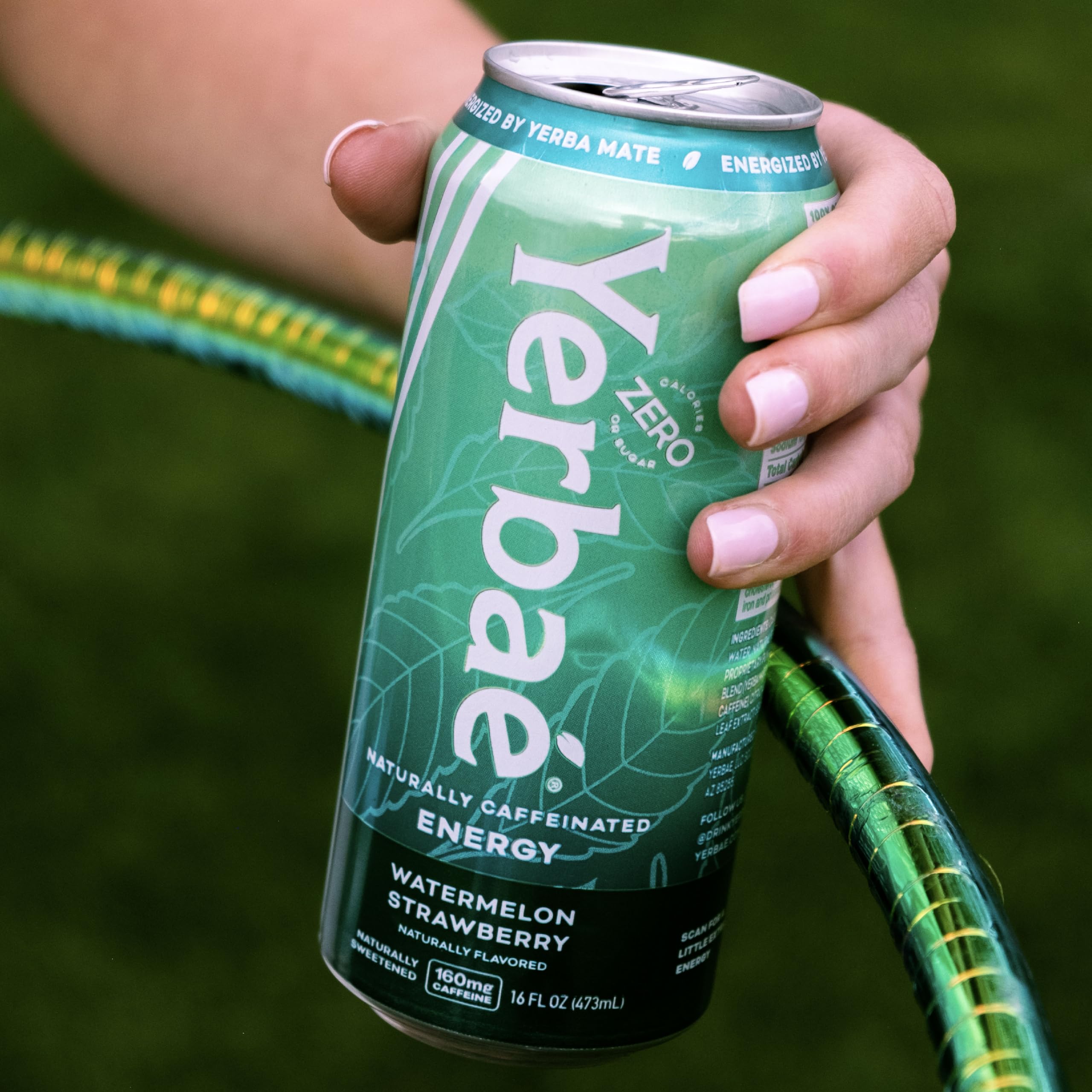 Yerbaé Watermelon Strawberry plant-based energy with 160 mg caffeine per can.