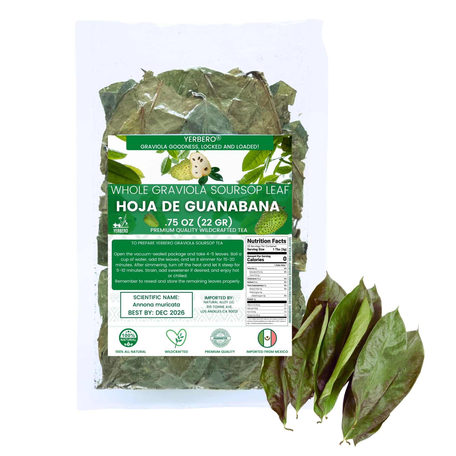 Guanabana leaves sourced in Mexico show premium quality by Yerbero.