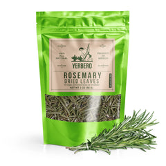 Yerbero rosemary tea stand-up bag showing convenient packaging for fresh brews