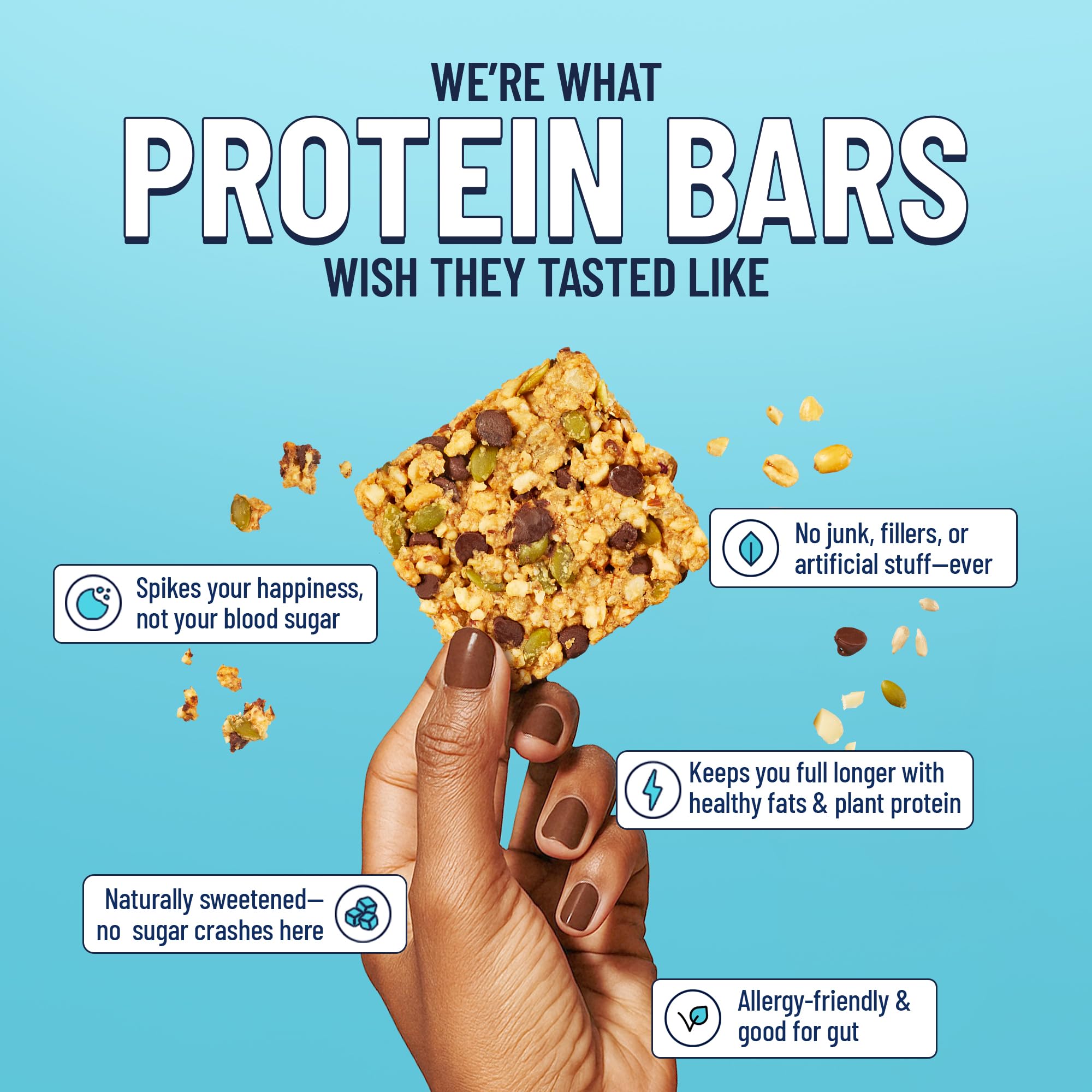 The YES Bar ingredient lineup with almonds, cashews, macadamias and coconut nectar.