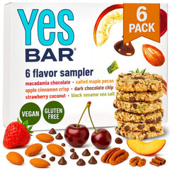 The YES Bar six-flavor variety pack pack shot for easy on-the-go variety.