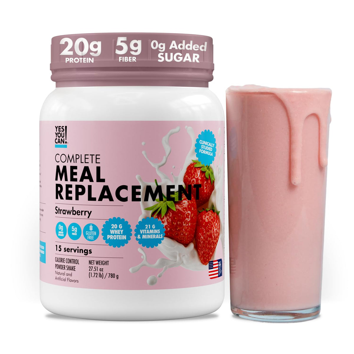 Yes You Can! Strawberry shake bottle ready to drink on the go