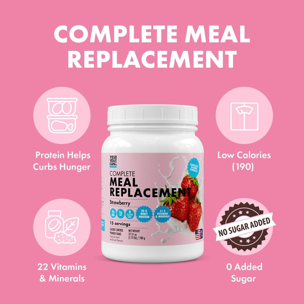 Yes You Can! strawberry powder nutrition label highlights protein and minerals