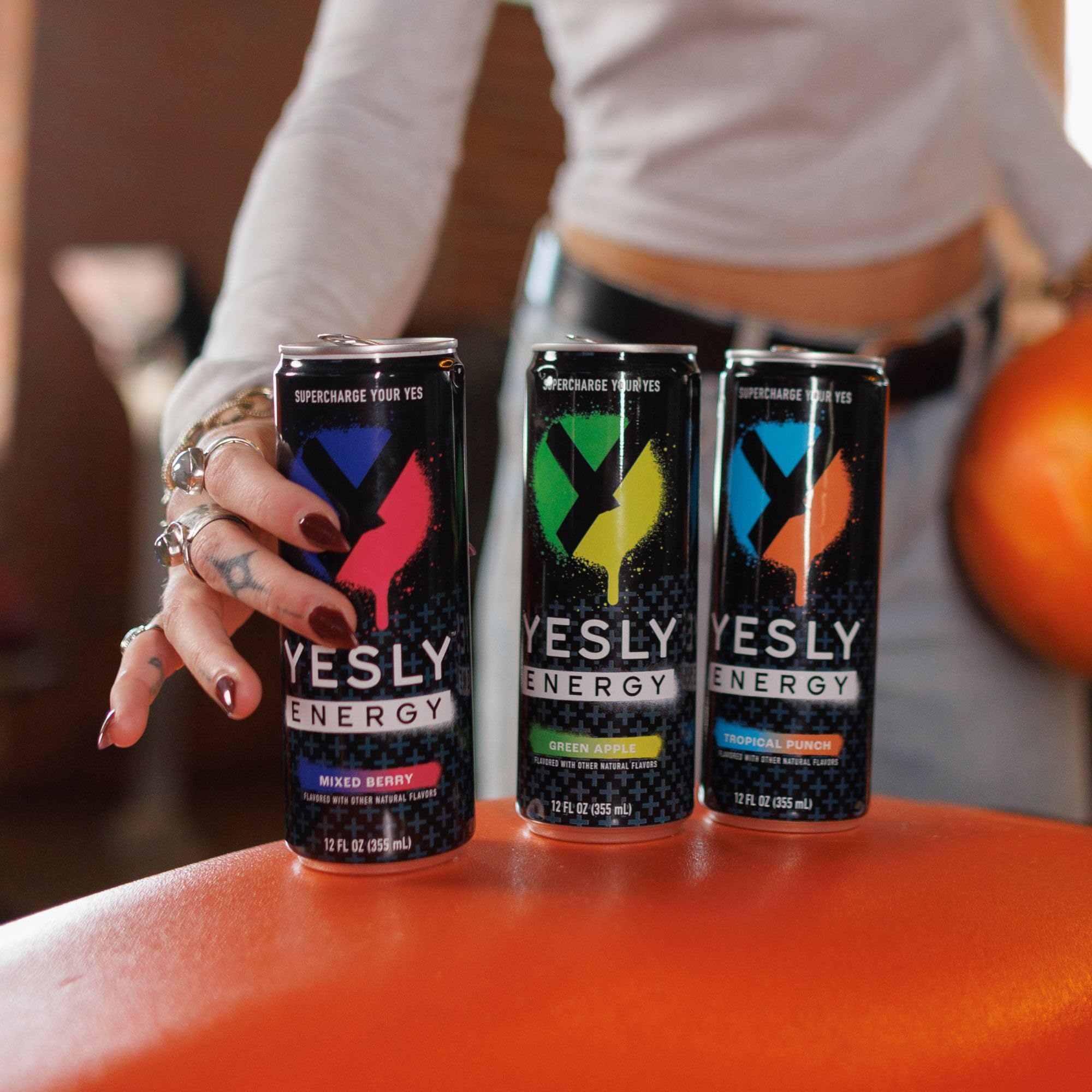 Yesly Energy Drink nutrition label back highlights caffeine from green tea