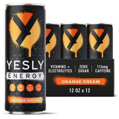 Yesly Energy Orange Cream can front view showing vibrant packaging and brand name for active days