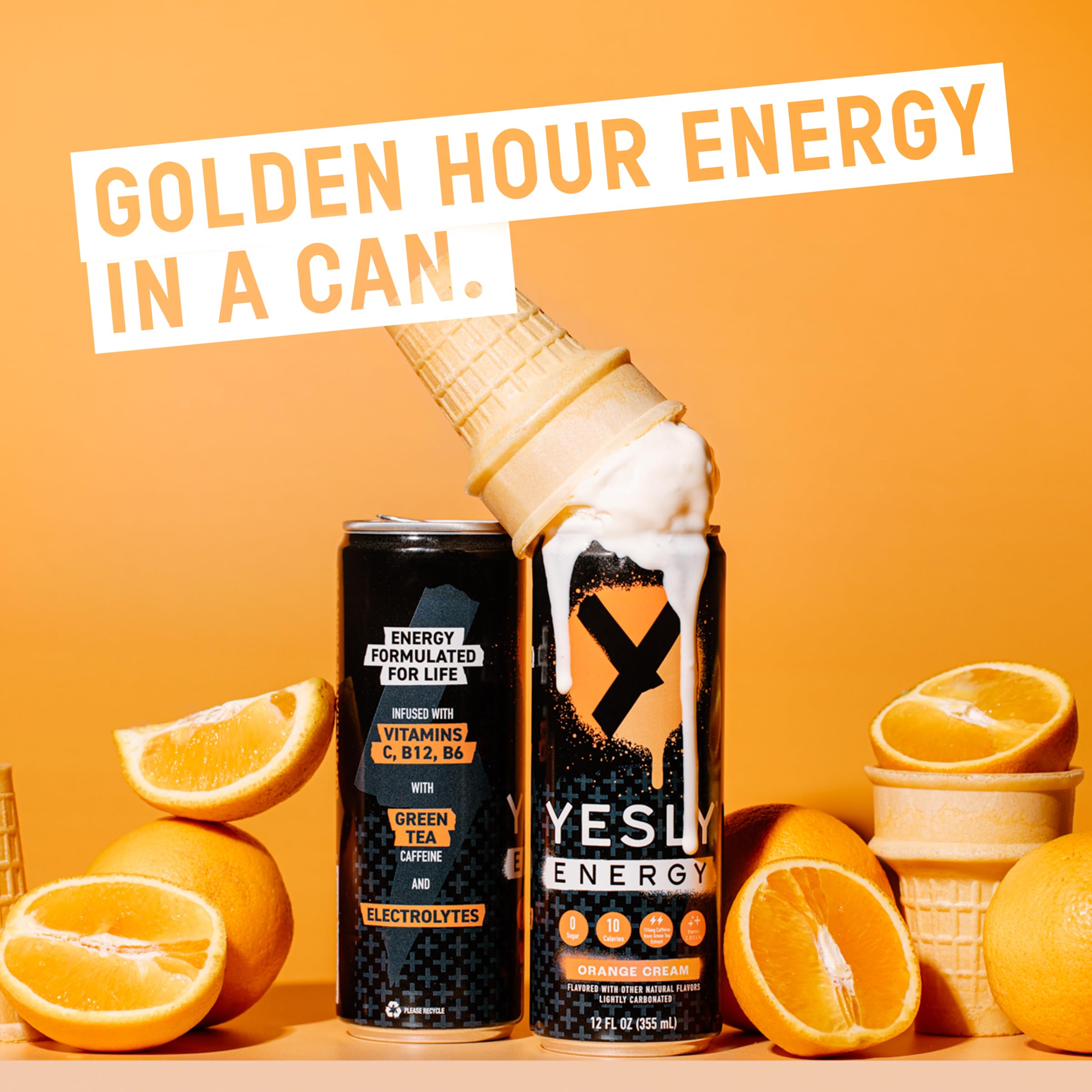 Yesly Energy Orange Cream can on the go, perfect for travel and busy schedules