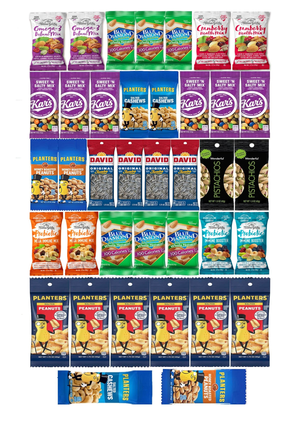 Yesy nuts variety box with individual packs for convenient on-the-go snacking.