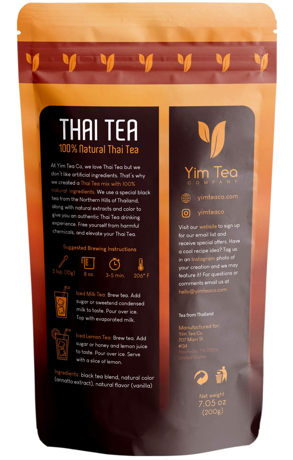 Yim Tea Co natural coloring Thai Tea for vibrant, dye-free brews.