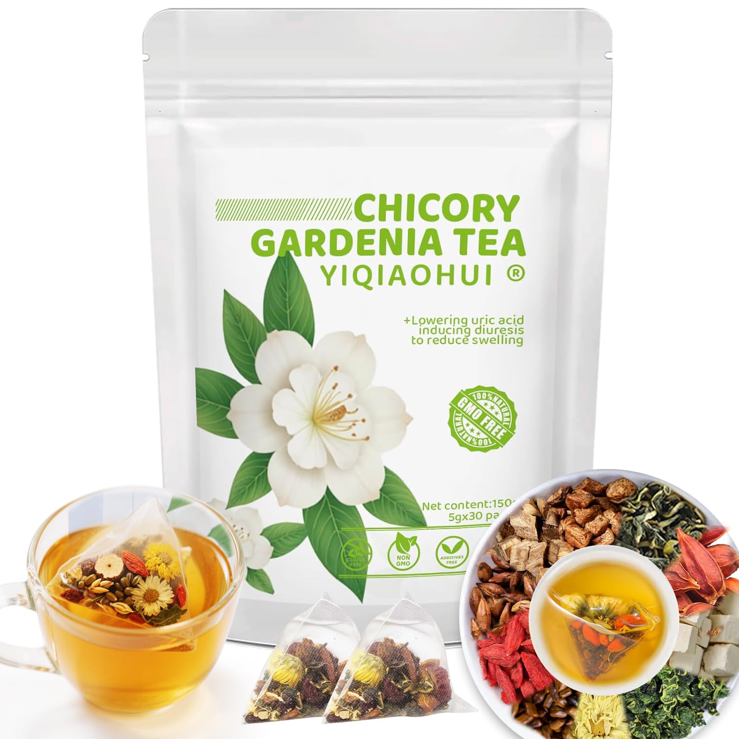 YIQIAOHUI chicory gardenia tea bags for gentle daily digestion.