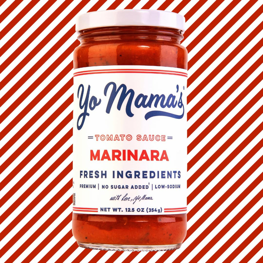 Fresh tomatoes, garlic, and basil flavor Yo Mama's Foods Keto Marinara.
