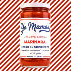 Fresh tomatoes, garlic, and basil flavor Yo Mama's Foods Keto Marinara.