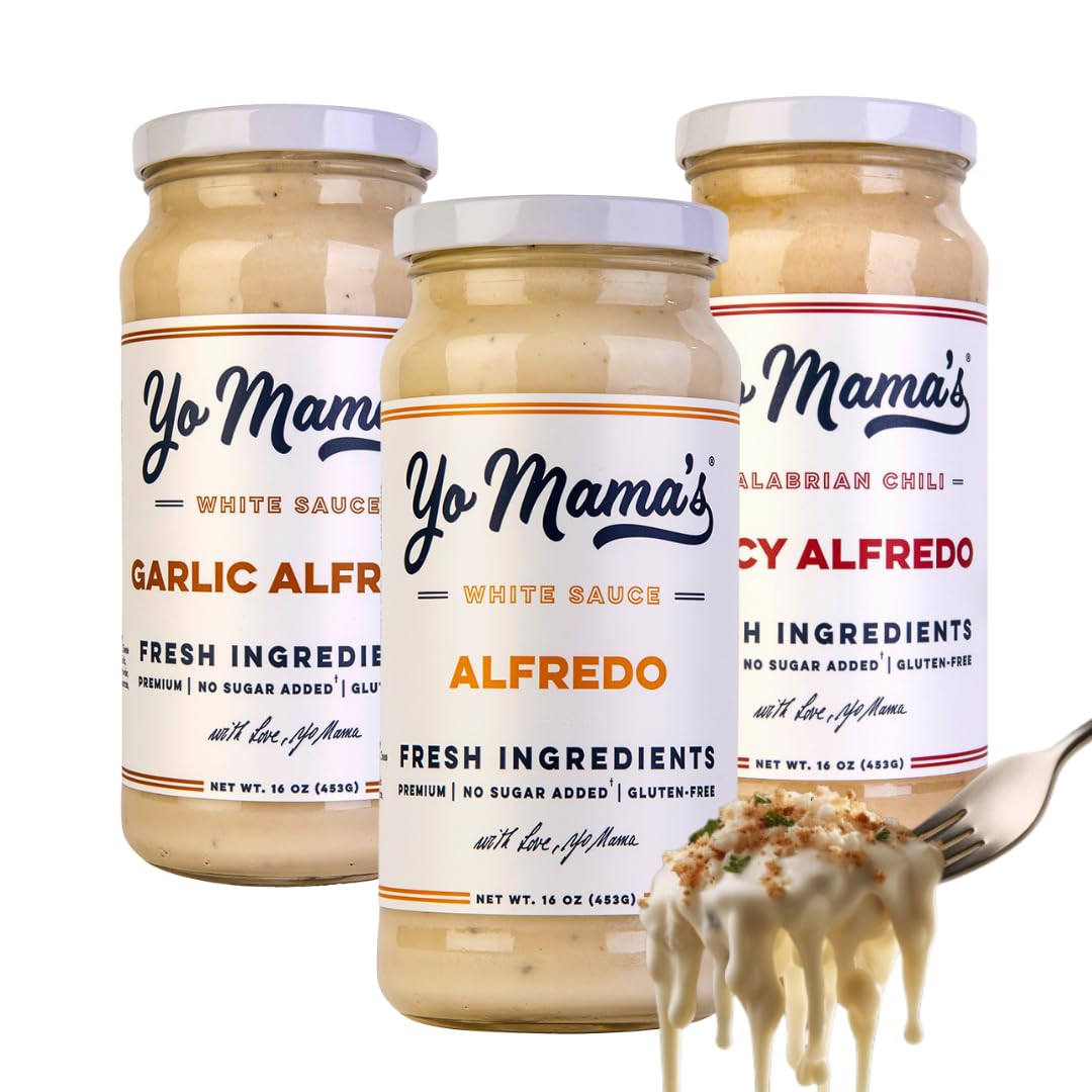 Yo Mama's Foods Classic Alfredo jar for quick keto meals.