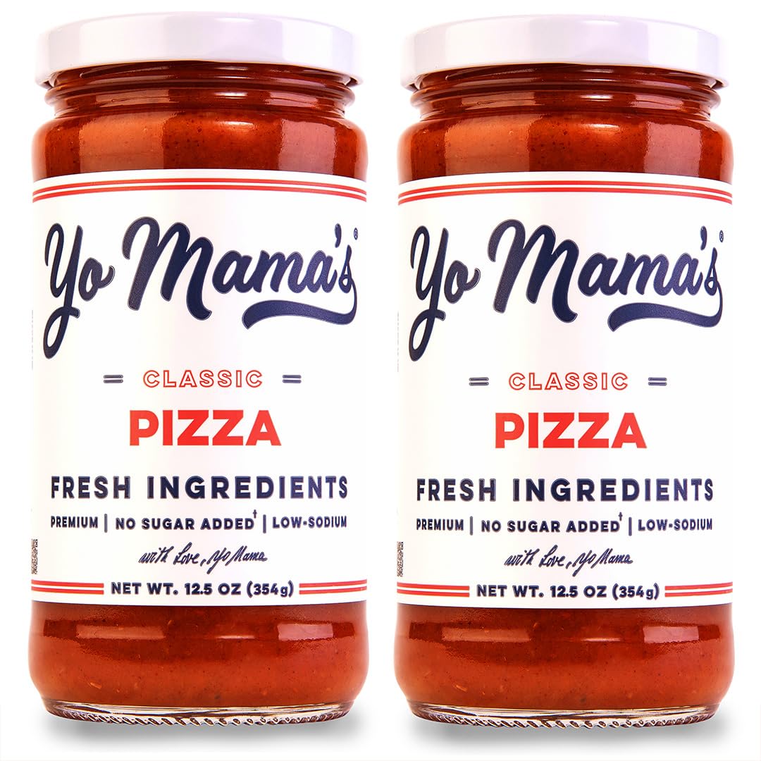 Yo Mama’s Foods Keto Classic Pizza Sauce pack of 2 bottles for easy keto meals.