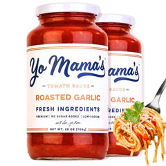 Yo Mama’s Foods Keto Roasted Garlic Pasta Sauce pack-2 ready for quick weeknight meals