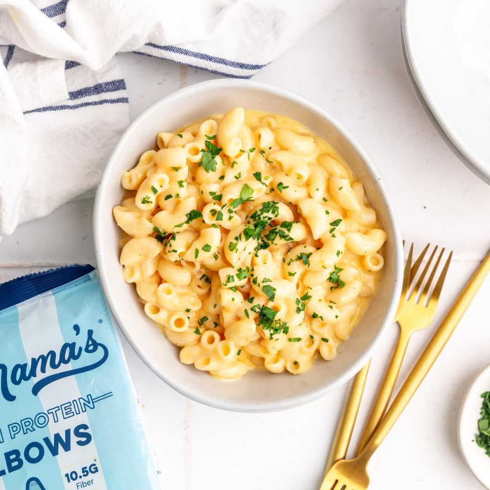 Yo Mama’s Foods three-variety pasta pack offers versatile meal options.