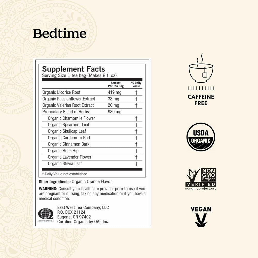 Yogi Bedtime tea bag steeping in cup for a soothing night routine