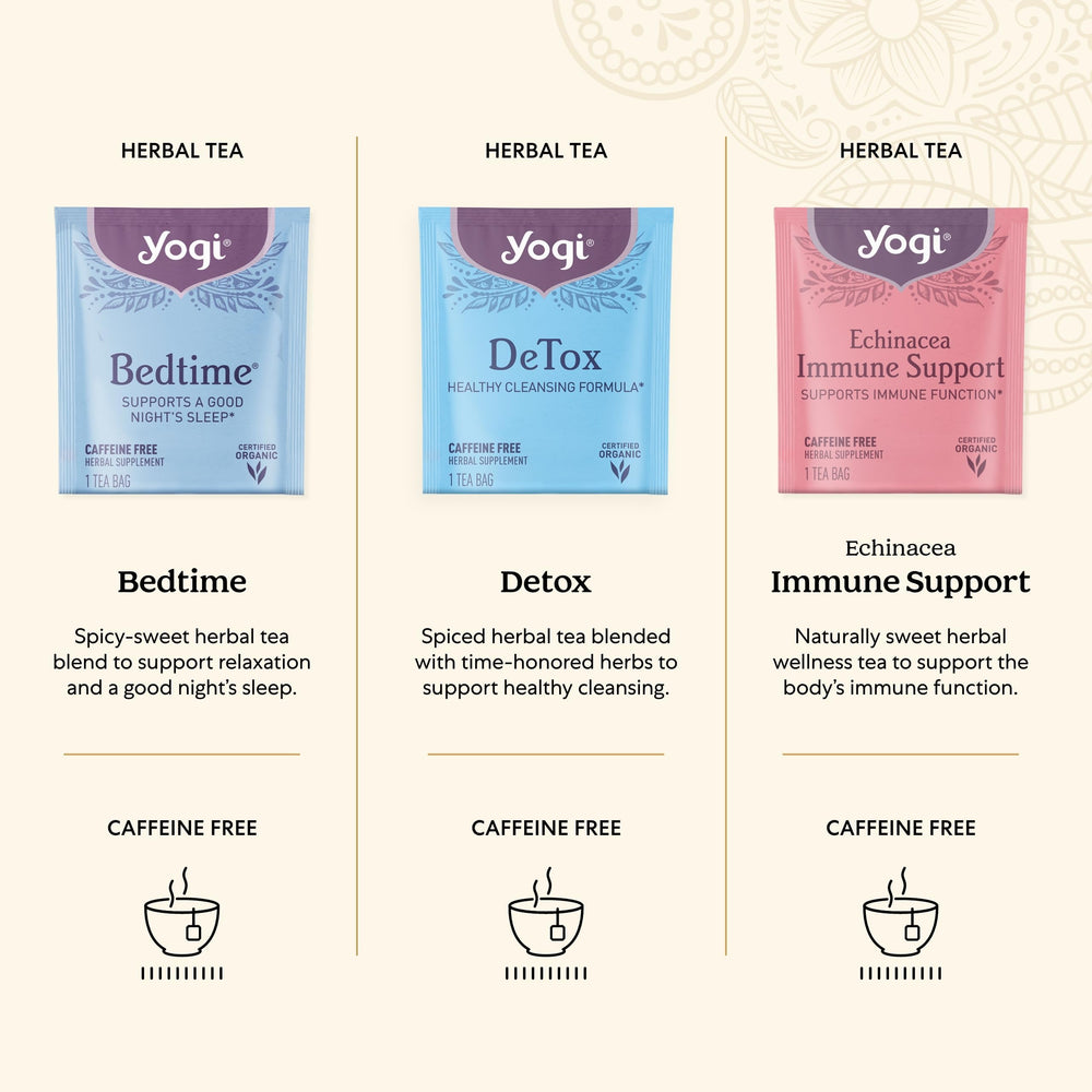 Bedtime tea bag by Yogi for a soothing evening routine.