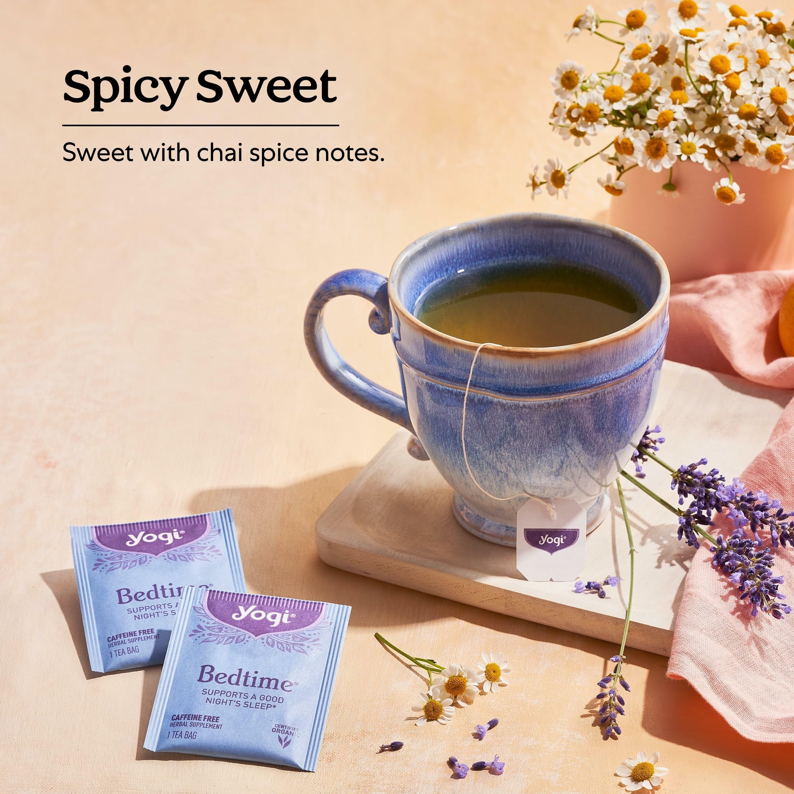Pouring hot water over Yogi Bedtime Tea releases soothing aroma.