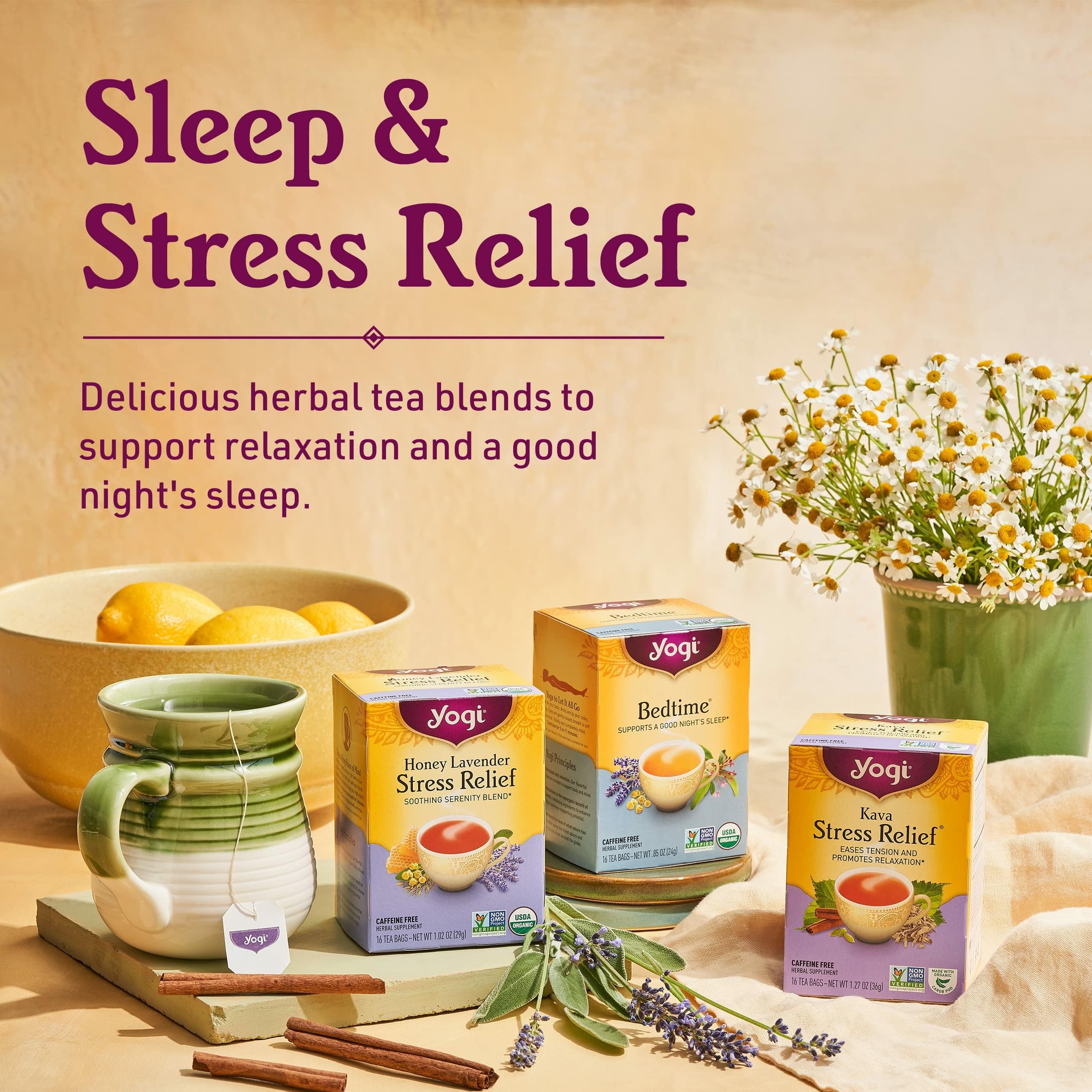 A cup of Yogi Blueberry Sage tea, ready to enjoy a relaxing moment.