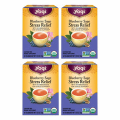 Yogi Blueberry Sage Stress Relief tea pack for a calming ritual